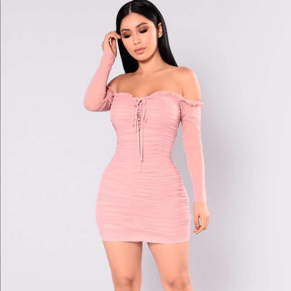Pink Mesh Bodycon Dress